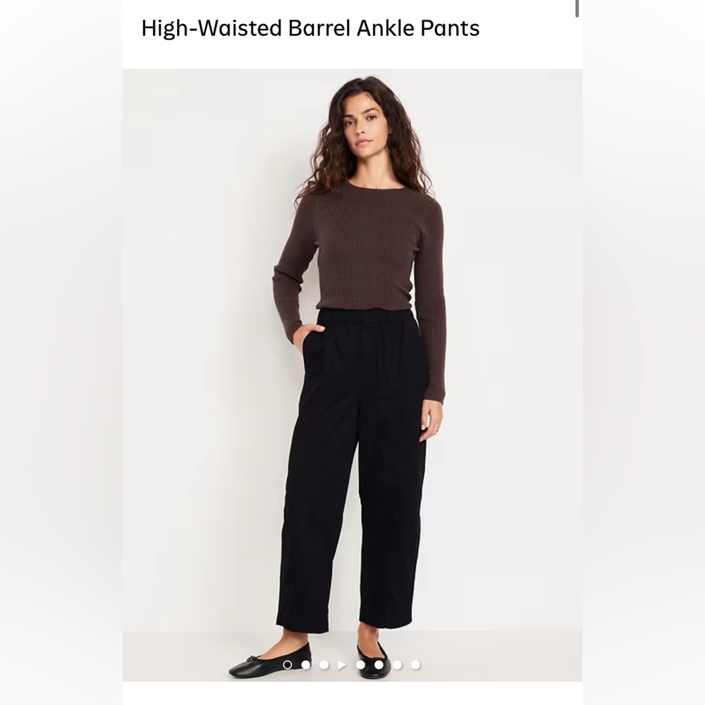 Old Navy High Waisted Barrel Ankle Pants Black Women's XL Stretch Waist